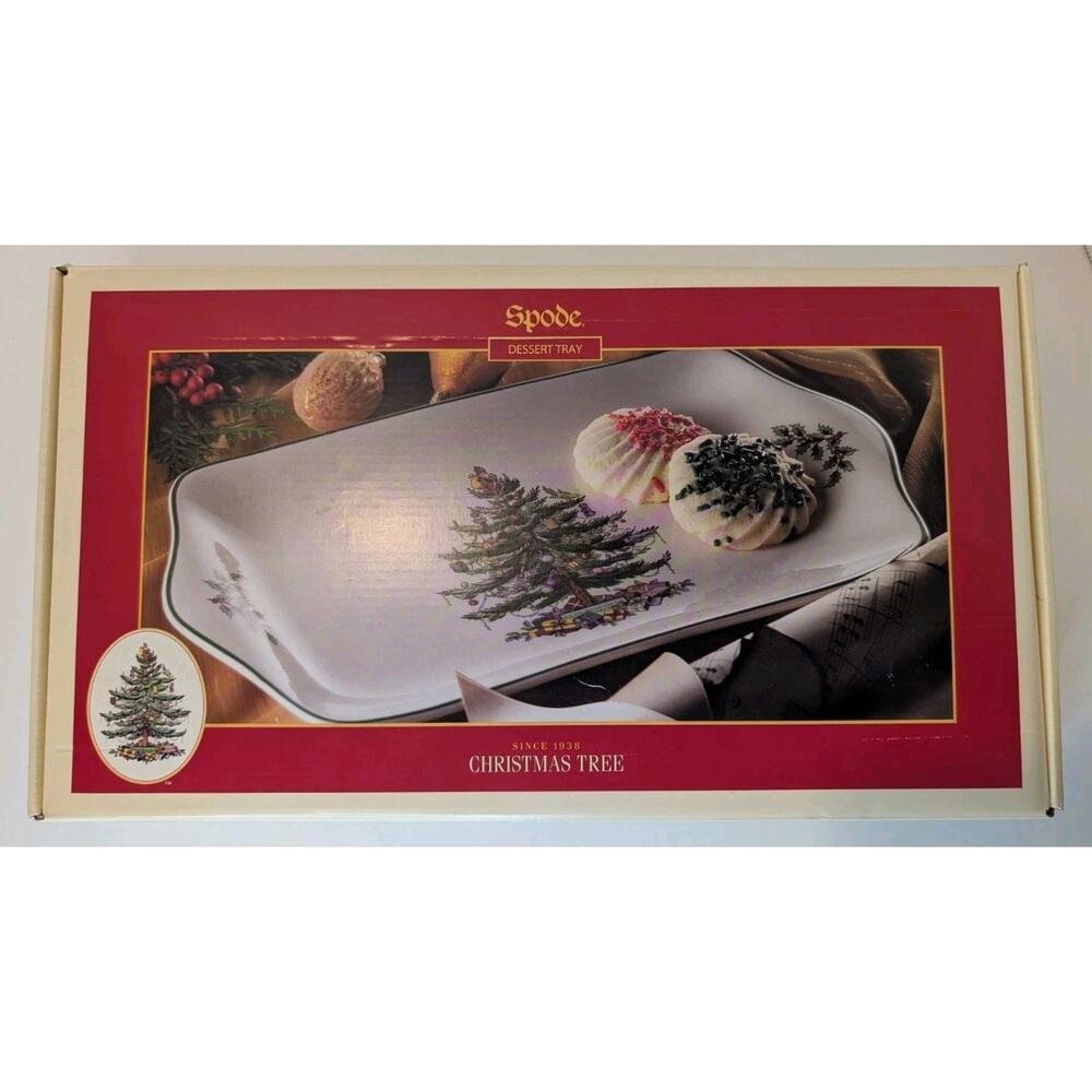 Vintage Spode 12 Inch Christmas Tree Desert Serving Holiday Tray New In Box